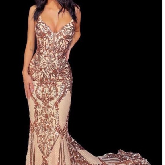 Dresses | Rose Gold Fitted Prom Dress | Poshmark
